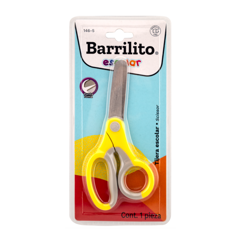 TIJERA BARRILITO ESCOLAR ACERO PUNTA ROMA  