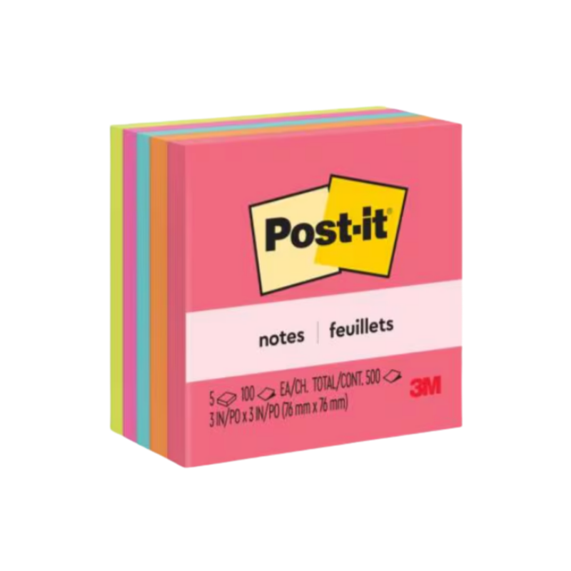 BLOCK NOTA ADHESIVA 3M POST IT 3X3 654 5COL CUBO NEON ULTRA