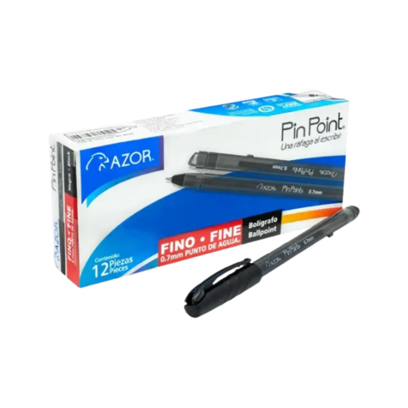 BOLIGRAFO PIN POINT CUERPO OPACO NEGRO  0.7MM AZOR 
