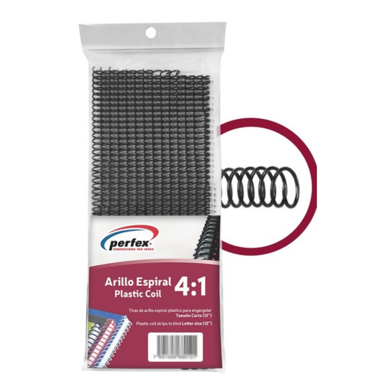 RESORTE ESPIRAL BOLSA 100 PZAS 4:1 NEGRO 8mm 60 H