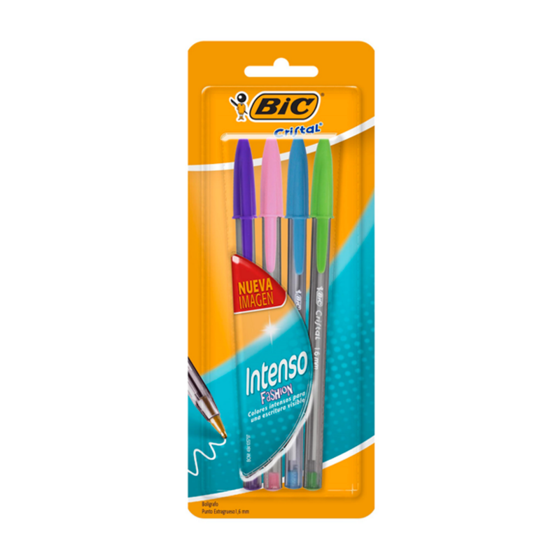 BOLIGRAFO BIC INTENSO FASHION 1.6 COLOR SURTIDO BL 4 UDS