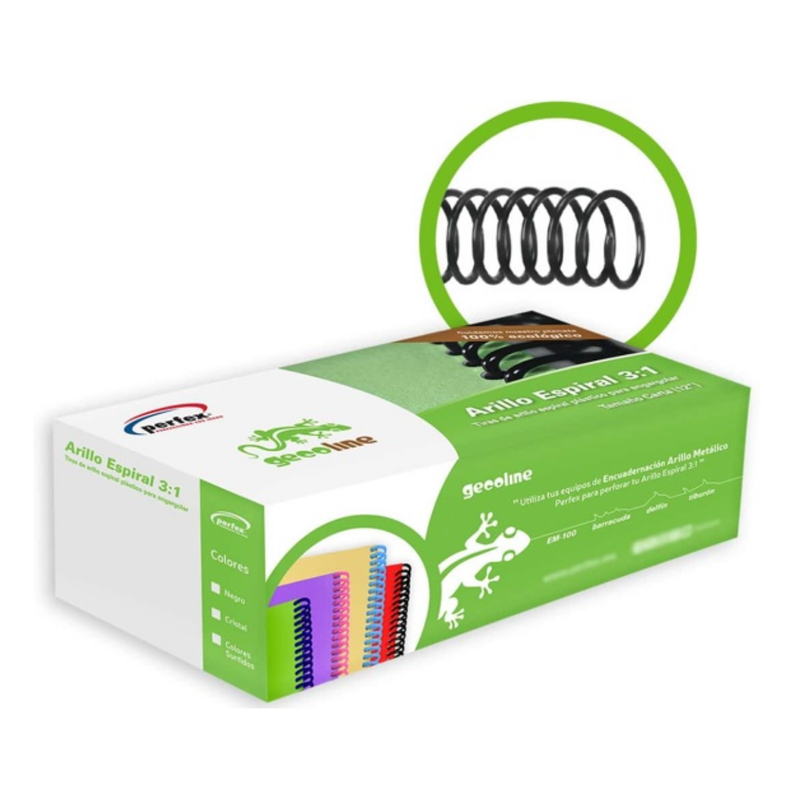 RESORTE ESPIRAL 3:1 60H PLAST. CARTA NEGRO 8MM CAJA (160)