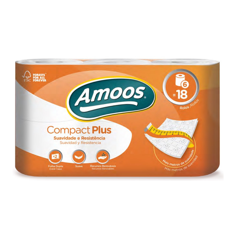 AMOOS PAPEL HIGIENICO COMPAC PLUSS 400H DOBLES 6R B7