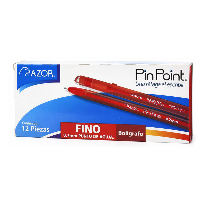 BOLIGRAFO PIN POINT CUERPO OPACO ROJO 0.7MM AZOR UNIDAD 