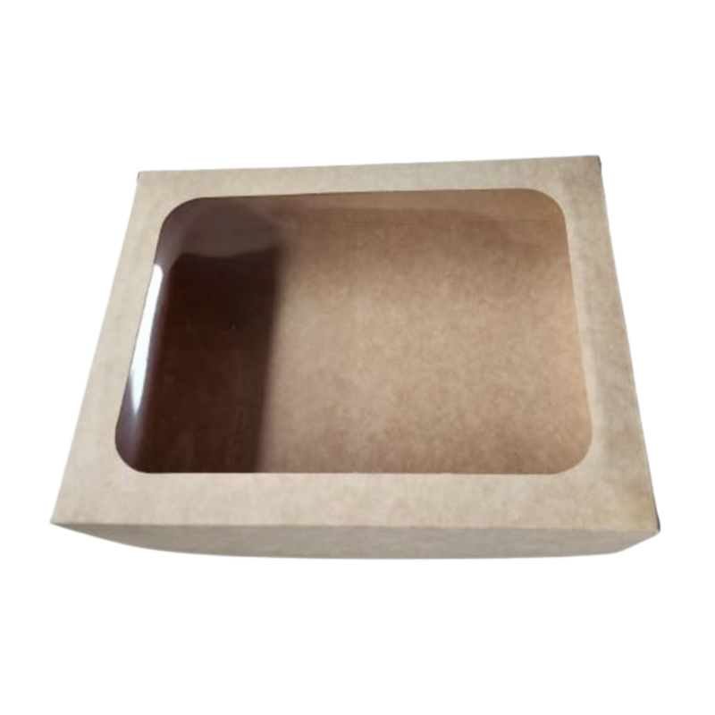 CAJA KRAFT TAPA TRANSPARENTE 24,5X18,5X5,5CM
#20553