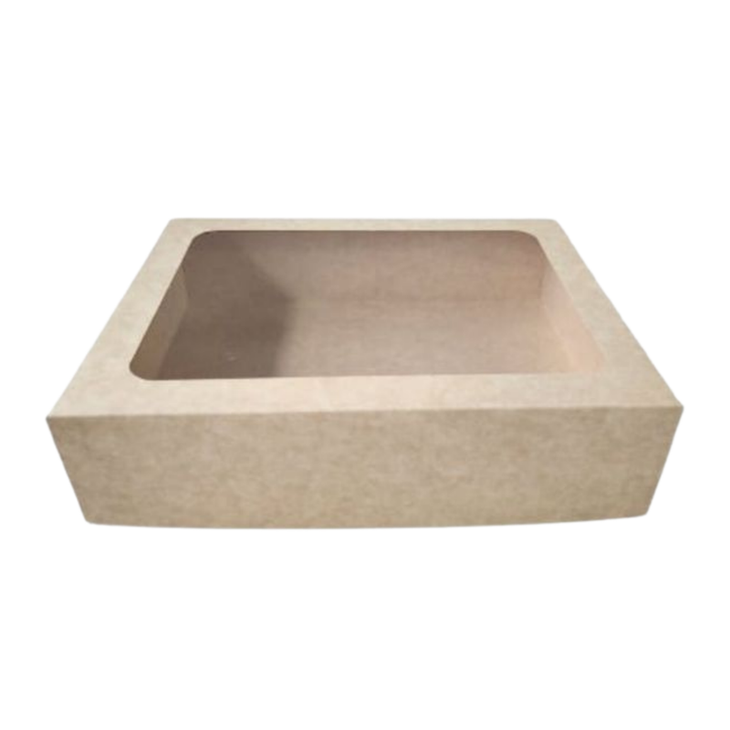 CAJA KRAFT TAPA TRANSPARENTE 29,5X21X5X7,5CM
#20603