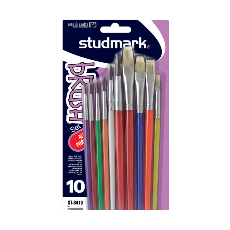 PINCELES SURTIDOS PLANOS-REDONDOS STUDMARK (10 UNIDADES)