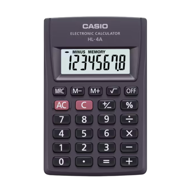 CALCULADORA BOLSILLO NEGRA CASIO 8 DIGITOS HL-4A