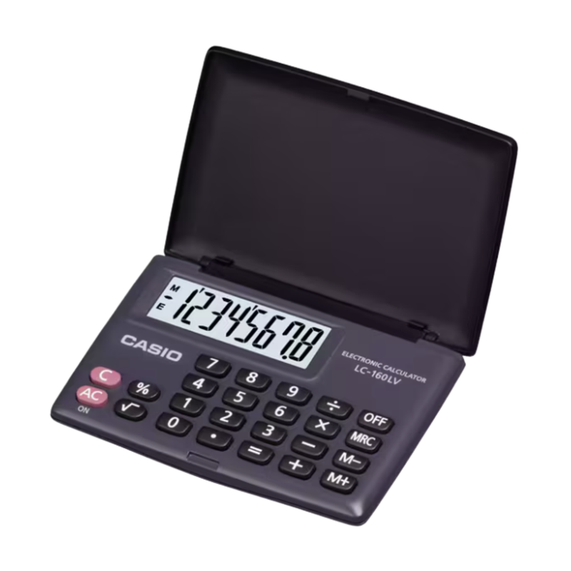 CALCULADORA BOLSILLO NEGRA CASIO 8 DIGITOS LC-160LV-BK