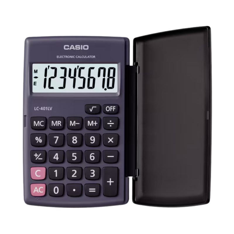 CALCULADORA BOLSILLO NEGRA CASIO 8 DIGITOS LC-401LV-BK