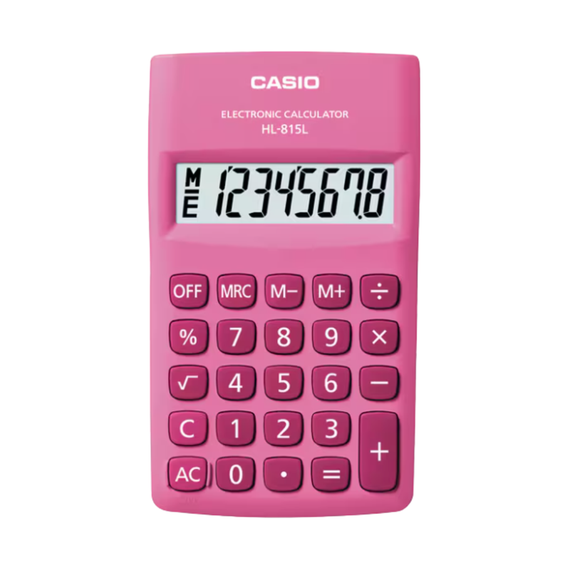 CALCULADORA BOLSILLO ROSADA CASIO 8 DIGITOS HL-815L-PK