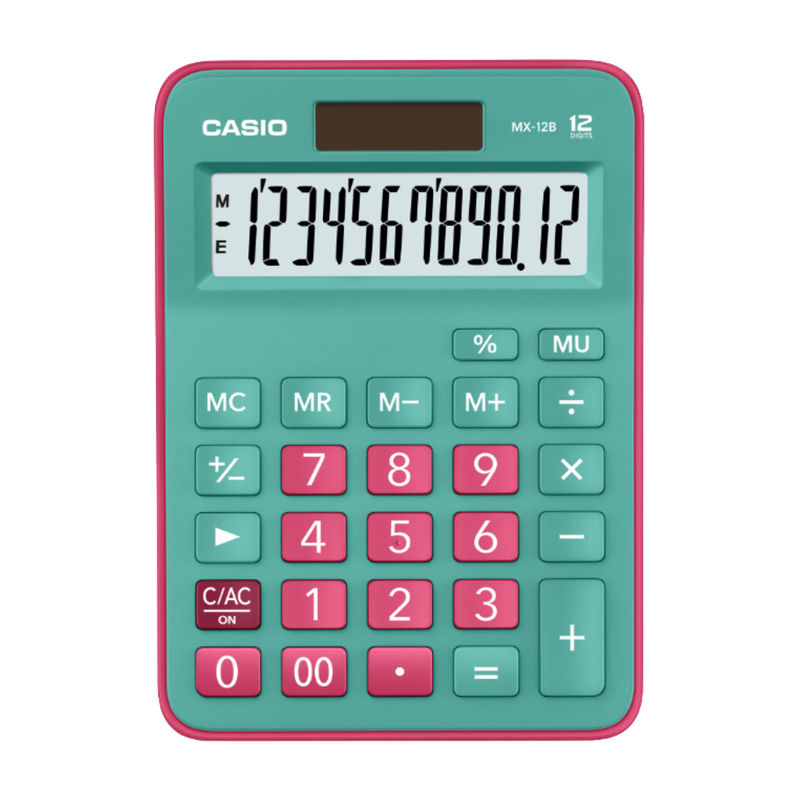 CALCULADORA MESA CASIO VERDE 12 DIGITOS MX12B-GNRD