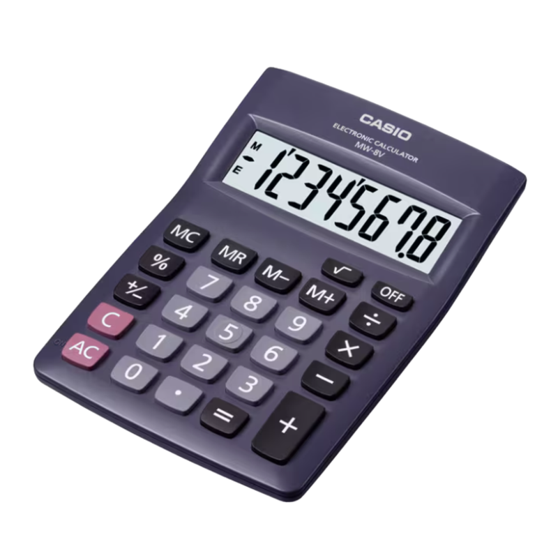 CALCULADORA MESA NEGRA CASIO 8 DIGITOS MW-8V-BK