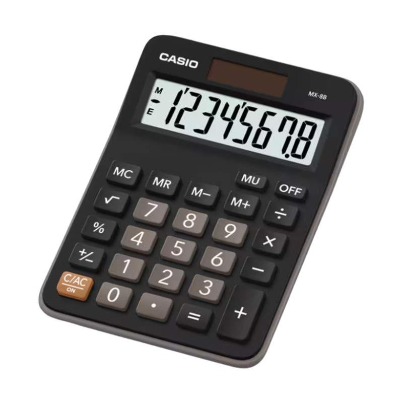 CALCULADORA MESA NEGRA CASIO 8 DIGITOS MX-8B