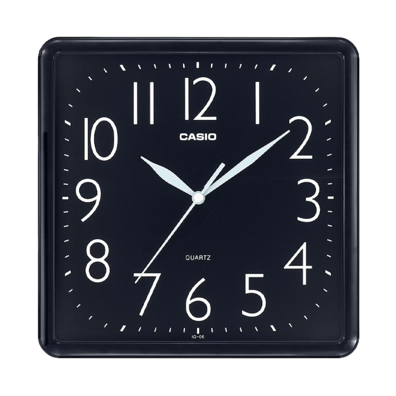 RELOJ PARED ANALOGO CASIO CUADRADO IQ-06-1 NEGRO