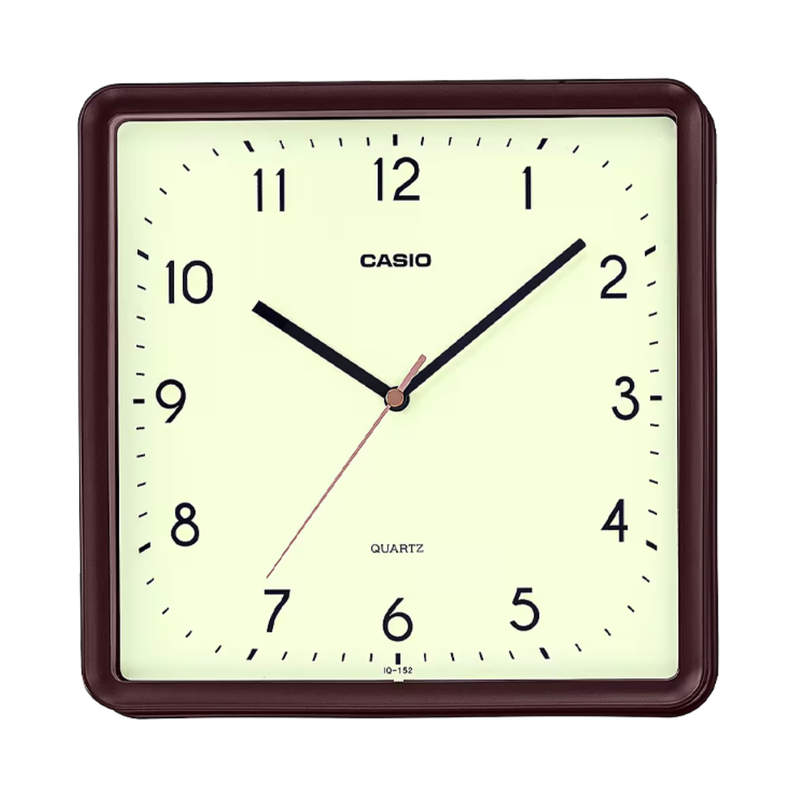 RELOJ PARED ANALOGO CASIO CUADRADO IQ-152-5 CAFÉ