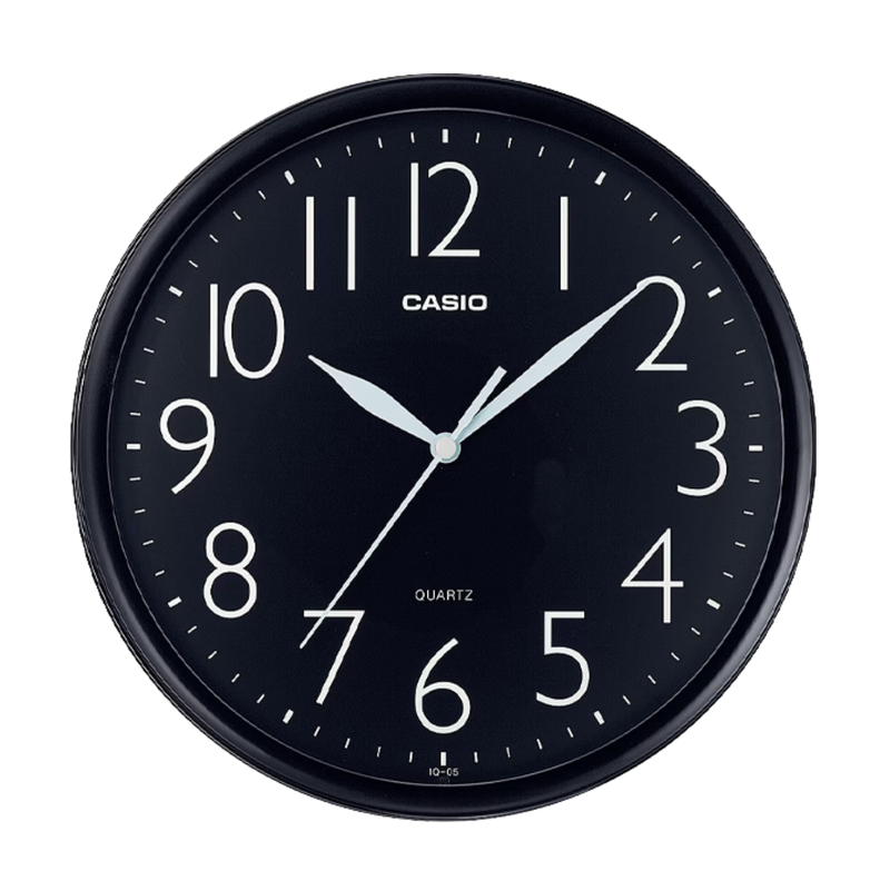 RELOJ PARED ANALOGO CASIO REDONDO IQ-05-1 NEGRO