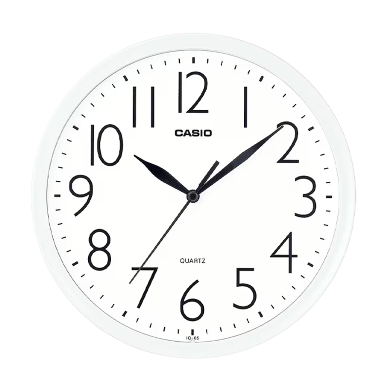 RELOJ PARED ANALOGO CASIO REDONDO IQ-05-7 BLANCO