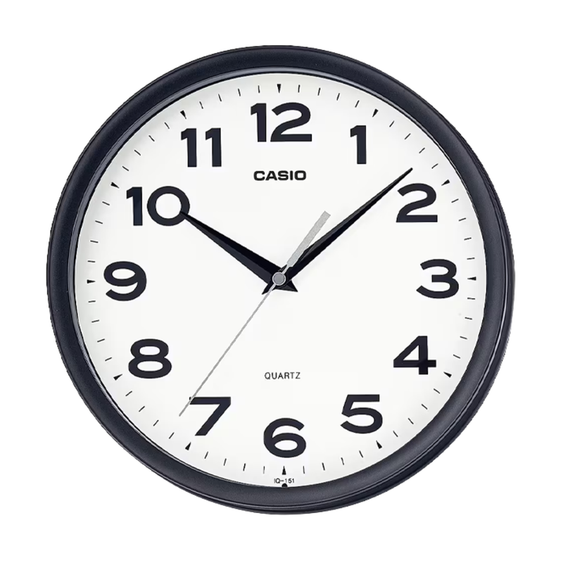 RELOJ PARED ANALOGO CASIO REDONDO IQ-151-1 NEGRO