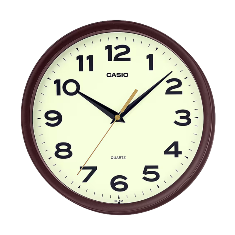 RELOJ PARED ANALOGO CASIO REDONDO IQ-151-5 CAFÉ