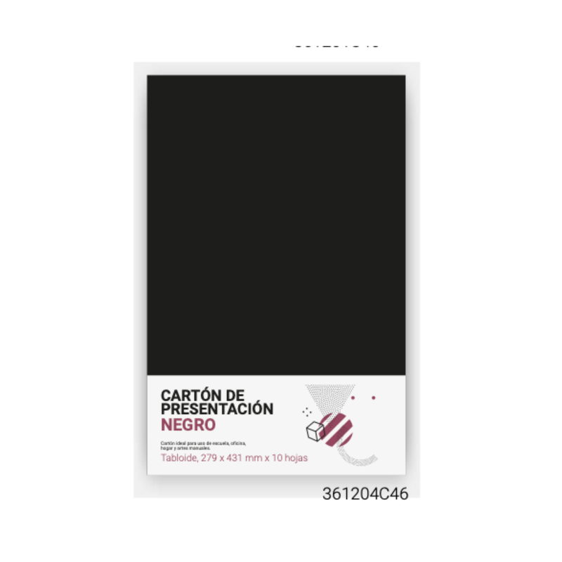 CARTON PRESENTACION NEGRO (TABLOIDE) 11X17 (PAQ 10)