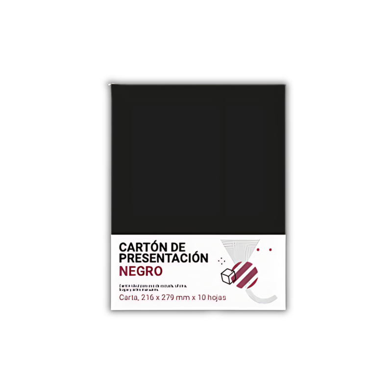 CARTON PRESENTACION NEGRO T/CARTA 8.5 X 11" (PAQ 10)