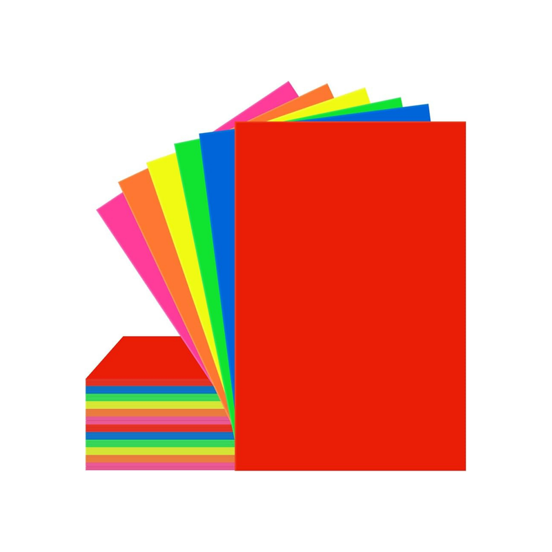 CARTULINA  ARTES MANUALES / NEON 5 COLORES / 8.5 X 11" ( PAQ 20)
