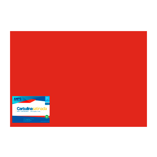 CARTULINA  SATINADA ROJA AMPO PAQ 25