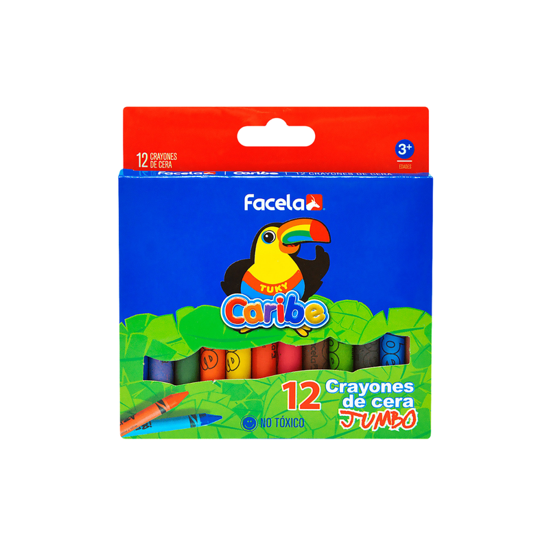 CRAYONES DE CERA JUMBO CARIBE 12 COLORES