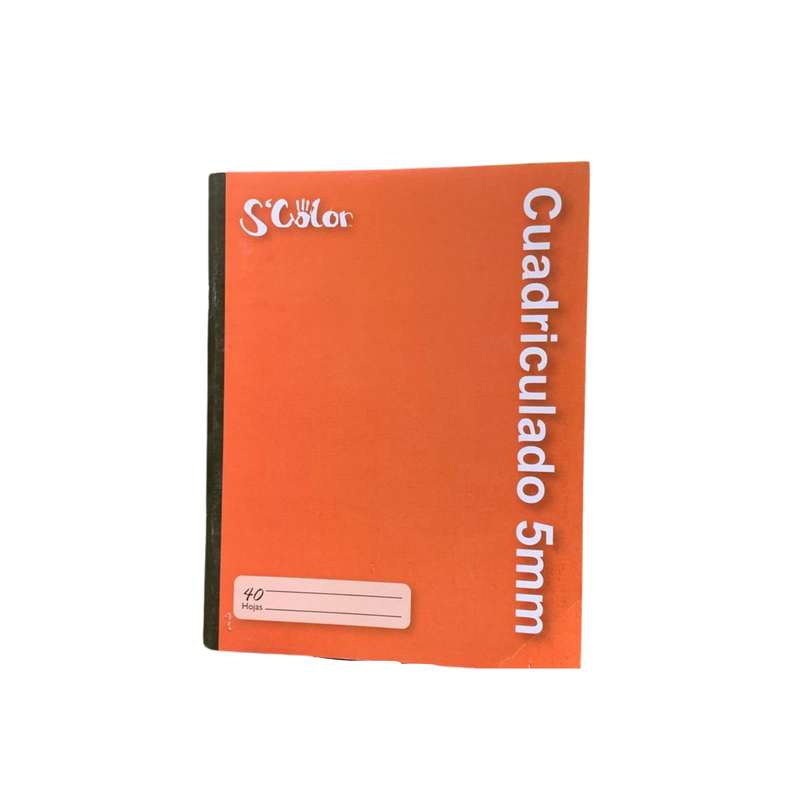 CUADERNO CUADRICULADO 5MM 40H S'COLOR