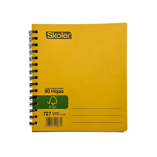 CUADERNO KRAFT SKIPPER ESPIRAL 1/2 CARTA 80H UD