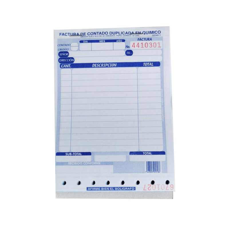 FACTURERO TRIPLICADO QUIMICO PEQ