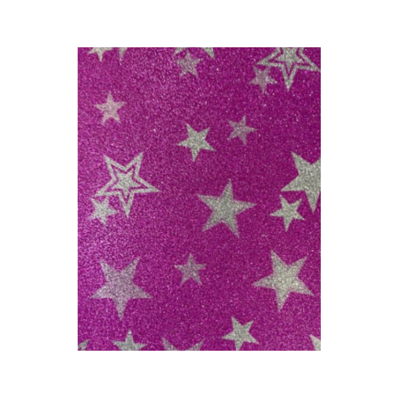 FOAM BRILLANTE T/CARTA ROSADO ESTRELLAS PLATEADAS 10H