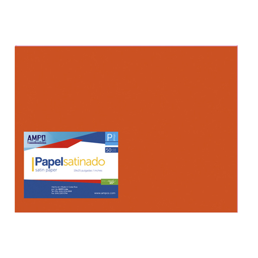 PAPEL SATINADO NARANJA 19" X 25" (PAQ 50)