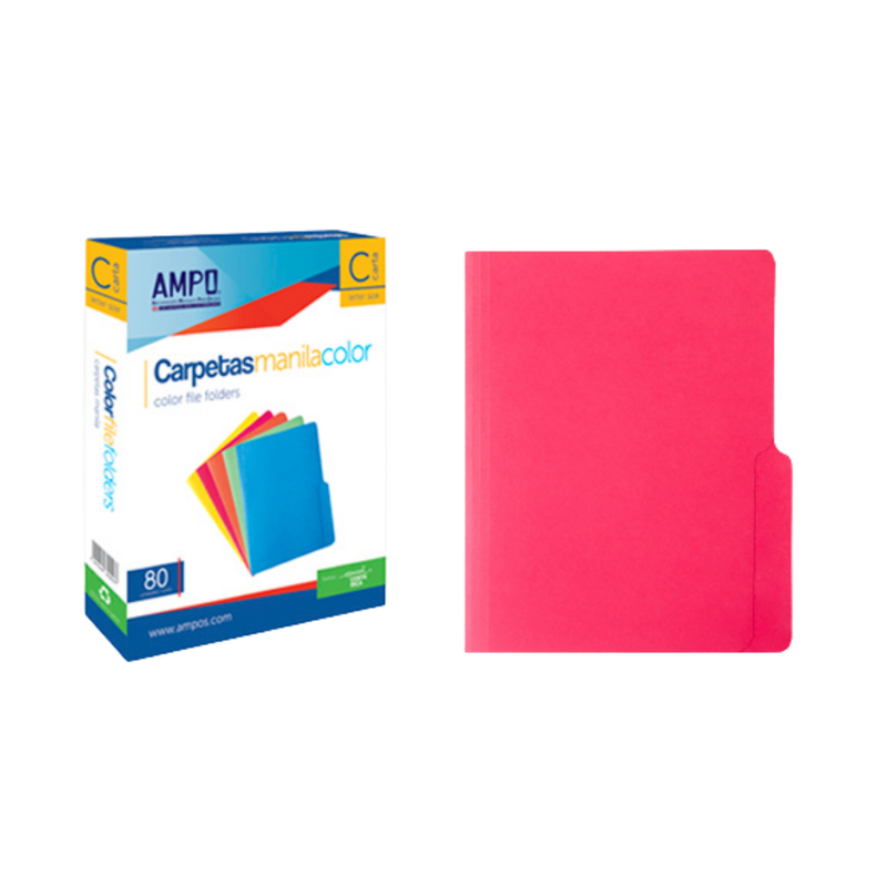 FOLDER AMPO COLOR ROJO T/CARTA (PAQ 80)