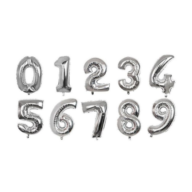 GLOBO DE NUMERO PLATEADO 32 PULGADAS UNIDAD