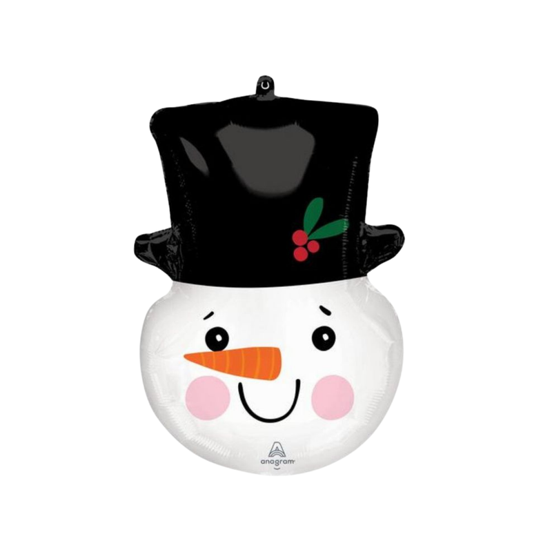 GLOBO NAVIDAD METALICO MUÑECO NIEVE SOMBRERO NEGRO 50X89 UNIDAD