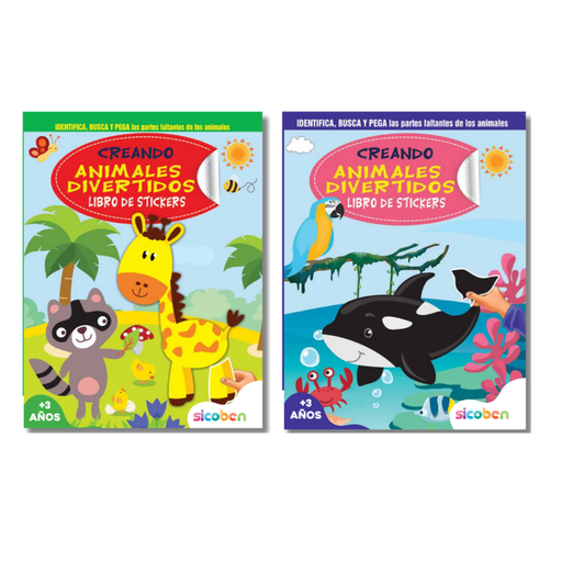 [OFF-SCA-5411] ANIMALES DIVERTIDOS - LIBRO DE ACTIVIDADES 32 PAG A COLORES  + 4 PAG DE STICKERS  MEDIDAS 21X28CM SICOBEN