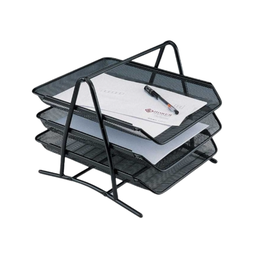 [60523] PAPELERA DE 3 NIVELES MALLA METALICA 34.5 x  29.5 x 26.5cm