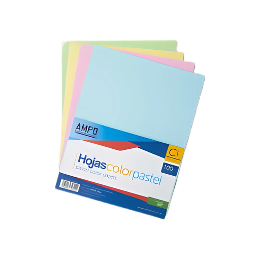 [OFF-PT34359] HOJAS PAPEL BOND PASTEL AMPO (PAQ 100)