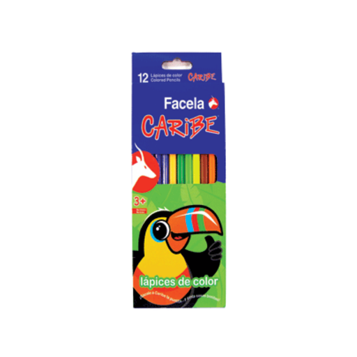 [LÁP-571466] LÁPIZ DE COLOR LARGO CARTON CARIBE 12