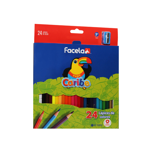 [LÁP-304736] LÁPIZ DE COLOR LARGO CARTON CARIBE 24