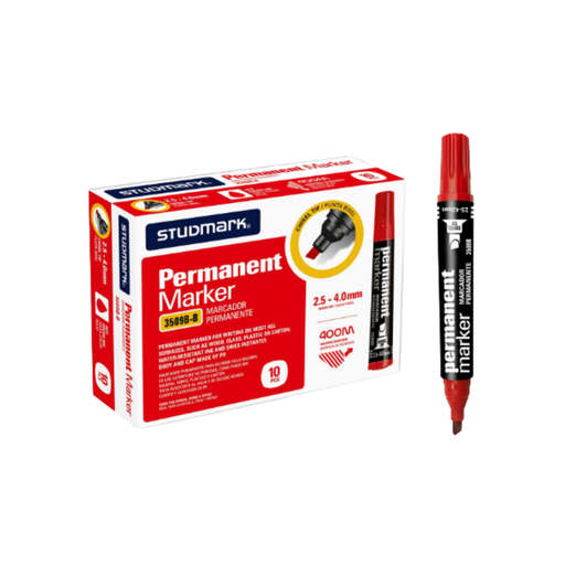 [OFF-ST-03507B-B] MARCADOR PERMANENTE STUDMARK P/BIS ROJO (CJ 12)