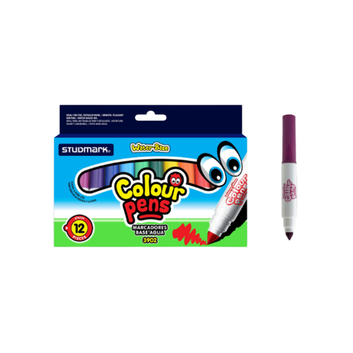[OFF-ST-03902] MARCADORES BASE AGUA GRUESO 12 COLORES STUDMARK