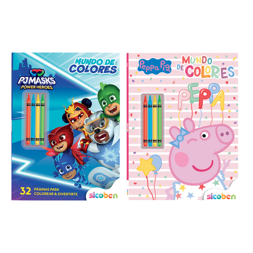 [OFF-BP-H-CC-9326] MUNDO DE COLORES PEPPA PIG 32 PAG + 4 CRAYONES 19,7X27CM SICOBEN
