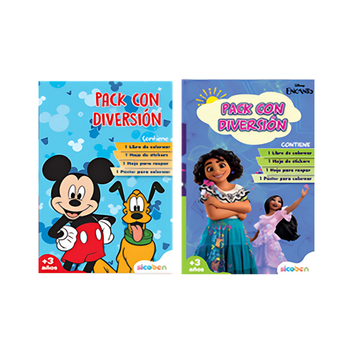 [OFF-NV-D-PSR-6183] PAQUETE ENCANTO Y MICKEY 1 LIBRO DE COLOREAR, 1 HOJA STICKERS, 1 HOJA SCRACHT, 1 POSTER, 4 COLORES SICOBEN