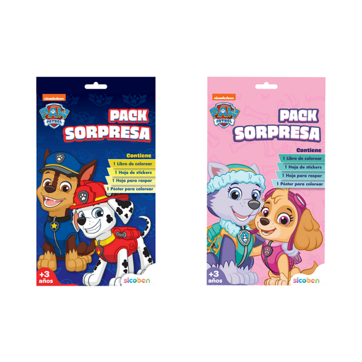 [OFF-NV-N-PSR-2132] PAW PATROL LIBRO DE COLOREAR  +1 PAG STICKERS +1 POSTER P/COLOREAR +1 H/RASPAR + LAPICES DE COLORES SICOBEN