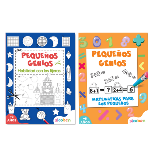 [OFF-BR-S-A-8564] PEQUEÑOS GENIOS (MATEMATICA Y HABILIDADES CON TIJERA) 2 TITULOS SICOBEN