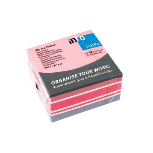 [33F] QUITA Y PON 3" X 3" PASTEL ROSADO 100 H. INFO (12)