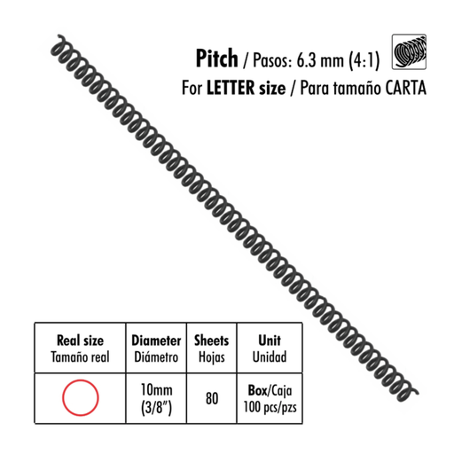 [OFF-SP46-3/8-A] RESORTE ESPIRAL 10 MM (3/8 PULG ) 100 UNIDADES